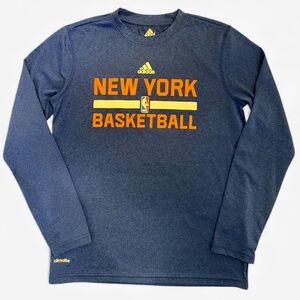 Adidas New York Knicks Long Sleeve Tee Youth Medium (10/12) Climalite Blue